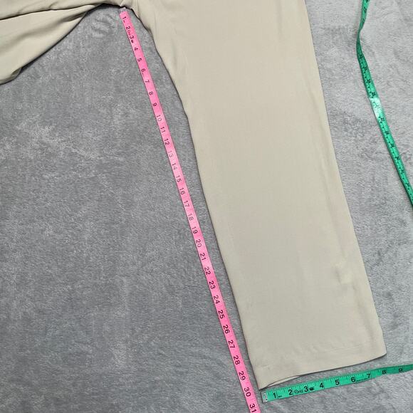 Eileen Fisher Pants Womens Medium Beige Peble Straight Silk Georgette Crepe New - Picture 9 of 10